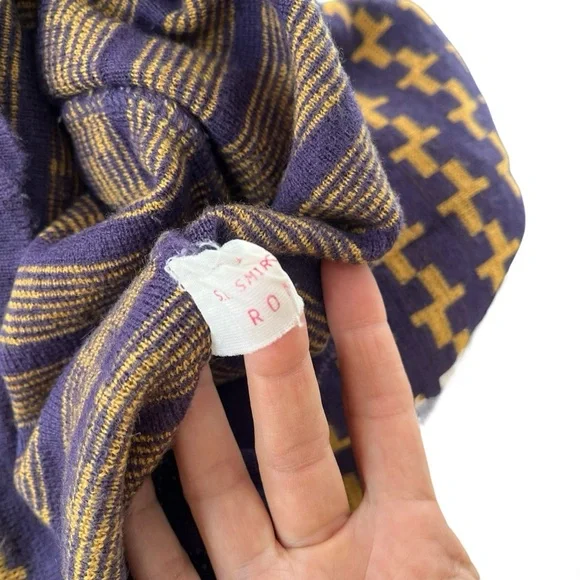 Vintage abstract knit purple and mustard yellow midi pencil skirt 44 - Picture 12 of 13